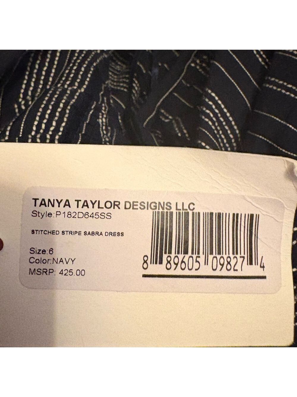Tanya Taylor Sabra One-Shoulder Striped‎ Ruched Mini Dress Navy Size 6 NWT - Picture 11 of 11